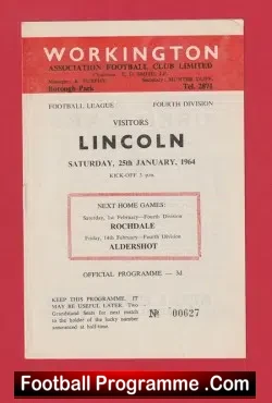 Workington v Lincoln City 1964 - football programme