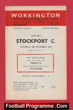 Workington v Stockport County 1963 - 1960s - football programme