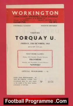 Workington v Torquay United 1963 - 1960s - football programme