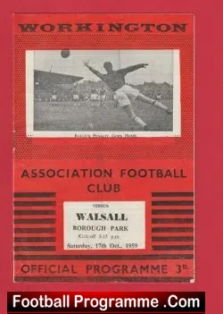 Workington v Walsall 1959 - football programme