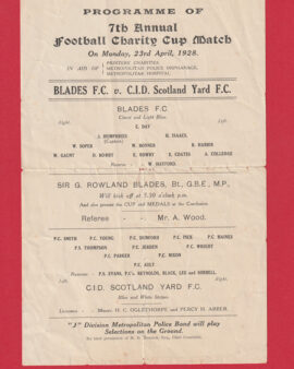 Blades v CID Scotland Police 1928 – Charity Cup Match 1920’s