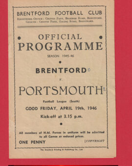 Brentford v Portsmouth 1946 – 40’s Programme