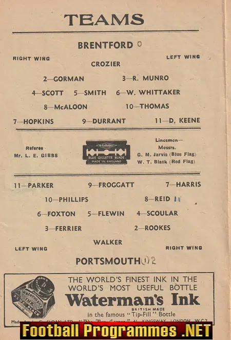 Brentford v Portsmouth 1946 - 1940's