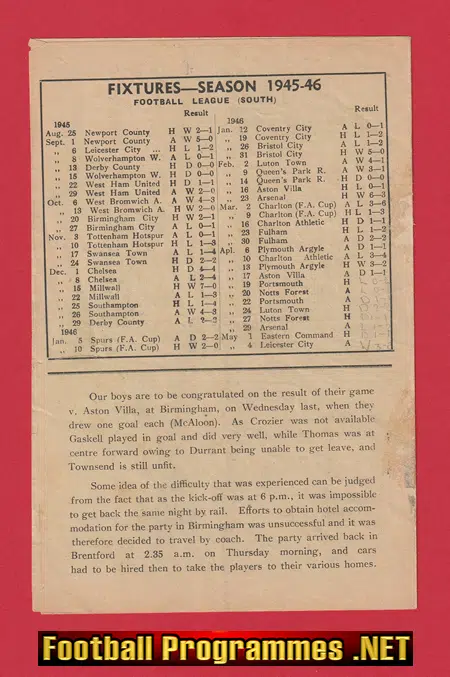 Brentford v Portsmouth 1946 - 1940's