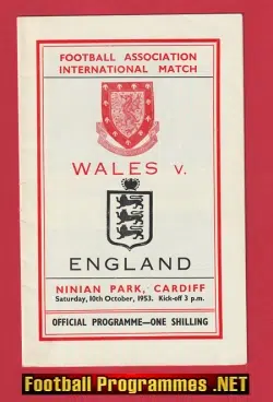 Wales v England 1953 - Plus Song Sheet
