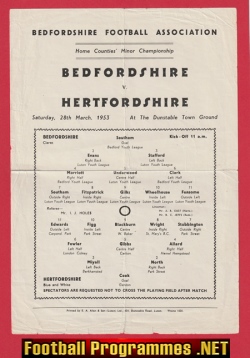 Bedfordshire v Hertfordshire 1953 – Home Counties Dunstable Town
