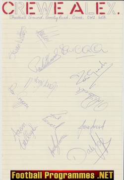 Crewe Alexandra Football Club 1989 1990 Multi Autographed SIGNED
