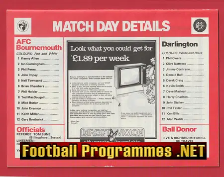 Bournemouth v Darlington 1979