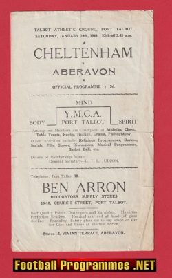 Cheltenham Rugby v Aberavon 1949 – Talbot Athletic Ground