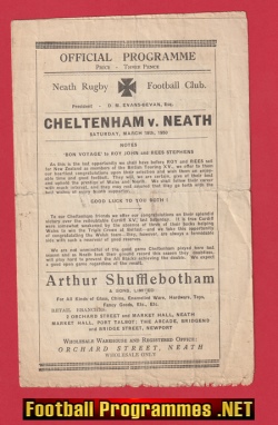 Neath Rugby v Cheltenham 1950