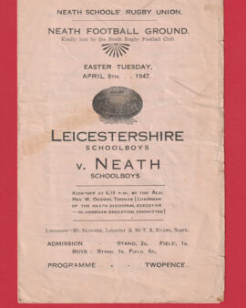 Neath Rugby v Leicestershire 1947 – Schoolboys – School Boys
