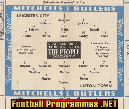 Leicester City v Luton Town 1954