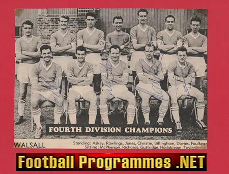 Walsall Football Club Multi Autographed SIGNED 1960s