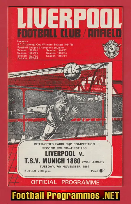 Liverpool v TSV Munich 1860 1967 – Inter Cities Fairs Cup