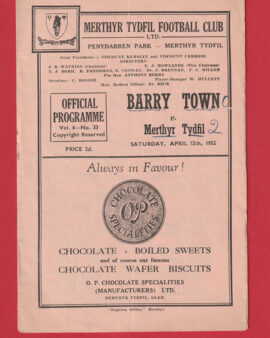 Barry Town v Merthyr Tydfil 1952 – 1950s