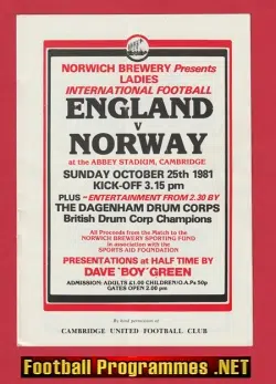 England Ladies v Norway 1981 – Ladies Football Women’s 1980s