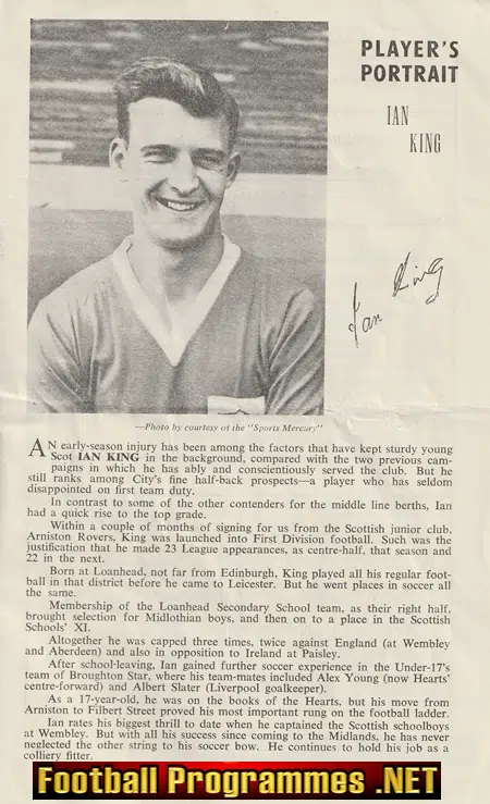 Leicester City v Manchester United 1960 - Signed by Ian King