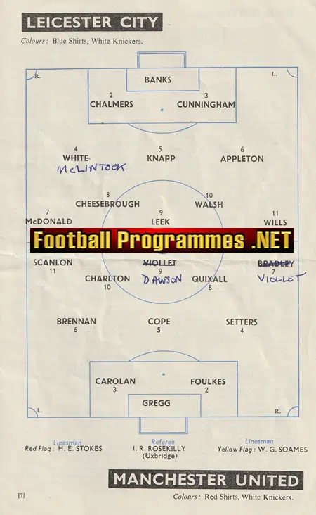 Leicester City v Manchester United 1960 - Signed by Ian King