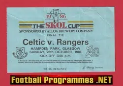 Glasgow Celtic v Glasgow Rangers 1986 - Cup Final Ticket