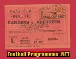 Glasgow Rangers v Aberdeen 1987 - Cup Final Ticket