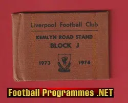 Liverpool League Match Ticket Book LMTB 1973 1974