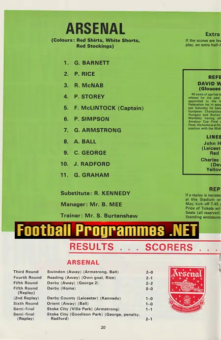 Arsenal v Leeds United 1972 - FA Cup Final Wembley