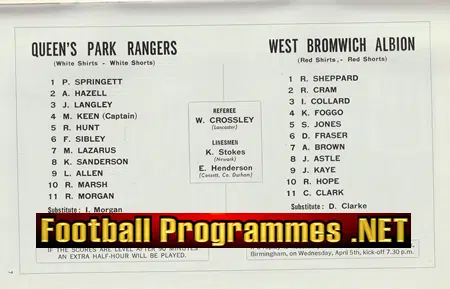 Queens Park Rangers v WBA 1967 - League Cup Final Wembley