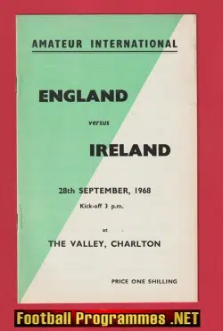 England v Ireland 1968 - Amateur International at Charlton