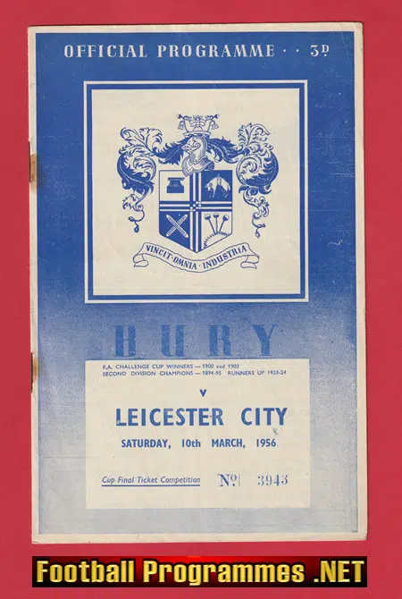 Bury v Leicester City 1956