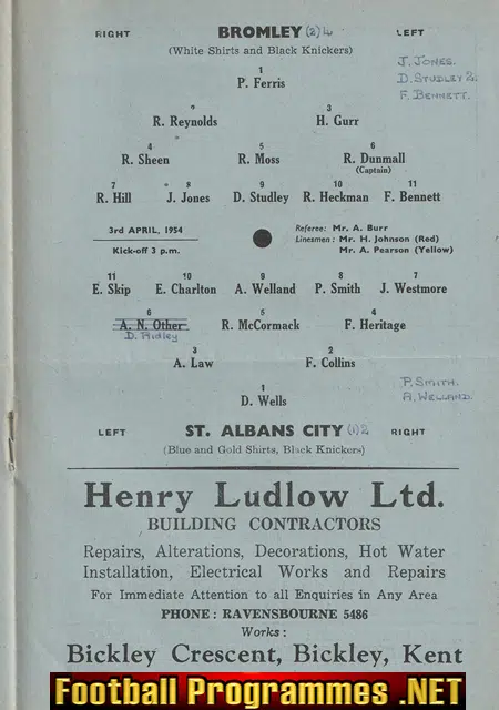 Bromley v St Albans City 1954