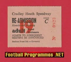 Speedway Tickets Collection For Sale - Cradley Oxford Wimbledon