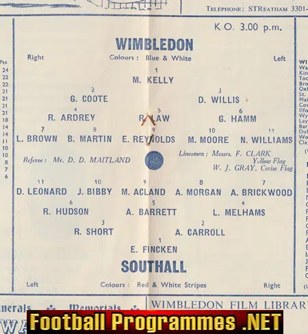 Wimbledon v Southall 1963