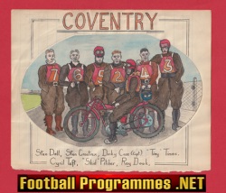 Clapton Speedway + Coventry A Fans Team Picture Drawing 1950s