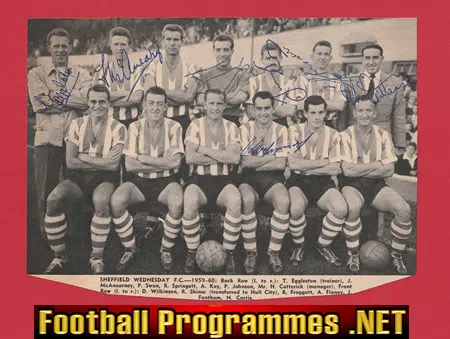 Sheffield Wednesday Football Club Multi Autographed SIGNED 1950s