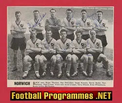 Norwich City Football Club 1950's - Multi Autographed SIGNED