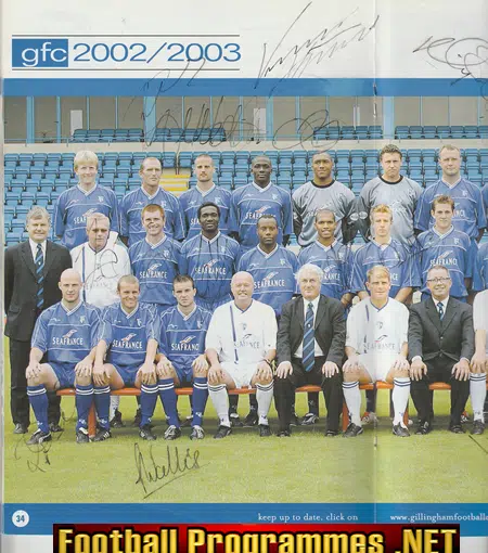 Gillingham v Derby County 2002 - Multi Autographed SIGNED