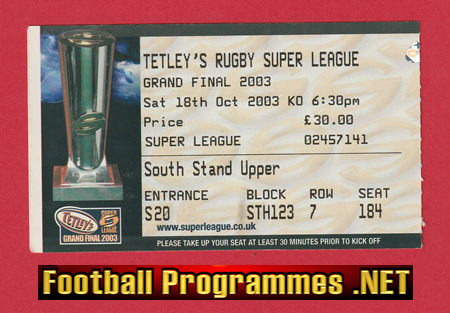 Bradford v Wigan 2003 – Rugby Super League Grand Final Man Utd