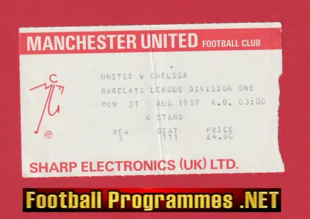 Manchester United v Chelsea 1987 - Man Utd Football Ticket