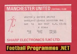 Manchester United v Oxford United 1987 - Football Ticket