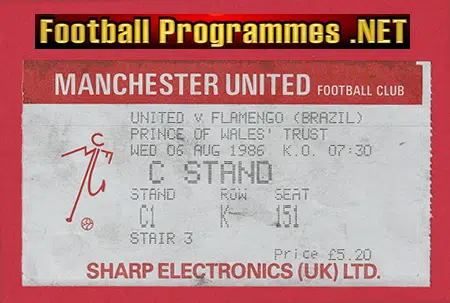 Manchester United v Flamengo 1986 - Football Ticket Brazil Team