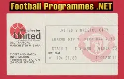 Manchester United v Bristol City 1977 - Football Ticket