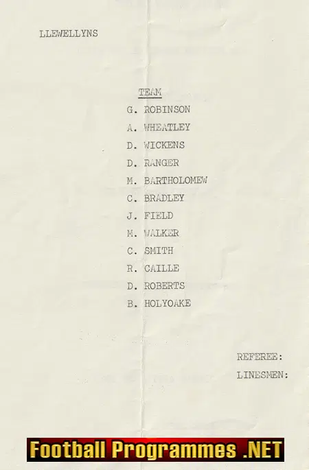 Llewellyns v Langney Sports 1973 Vic Bettney Memorial Cup Final