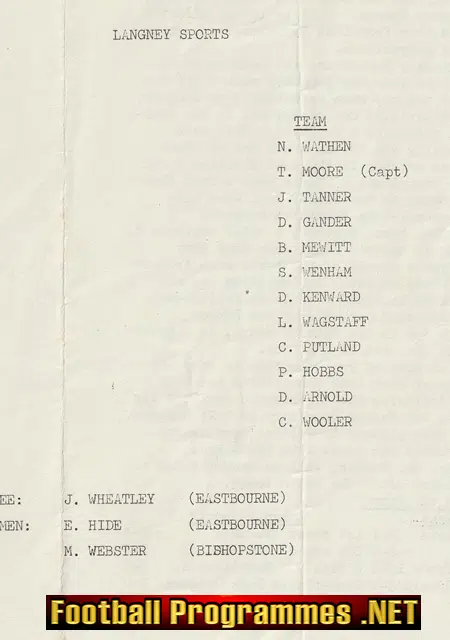 Llewellyns v Langney Sports 1973 Vic Bettney Memorial Cup Final