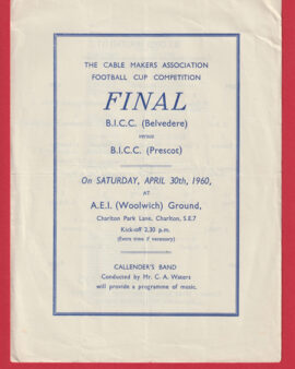 Prescot Cables v Belverdale 1960 – BICC Cup Final at Woolwich