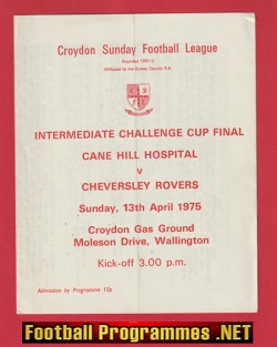 Cane Hill Hospital v Cheversley Rovers 1975 – Cup Final Croydon