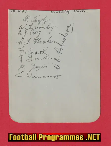 Grimsby Town Football Club Multi Autographed Team 1936 37 SIGNED