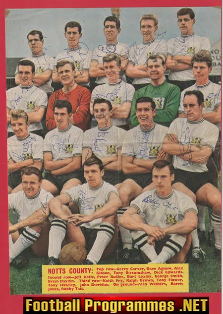 Notts County Football Club Multi Autographed SIGNED 1962 1963