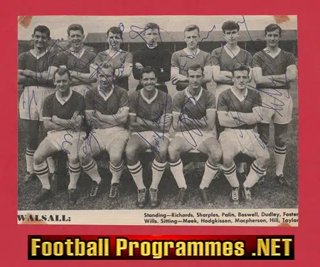 Walsall Football Club Multi Autographed SIGNED 1962 – 1963