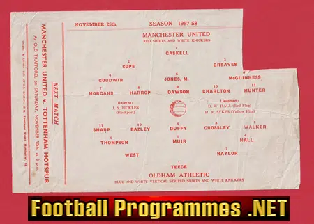 Manchester United v Oldham Athletic 1957 - Reserves Semi Final
