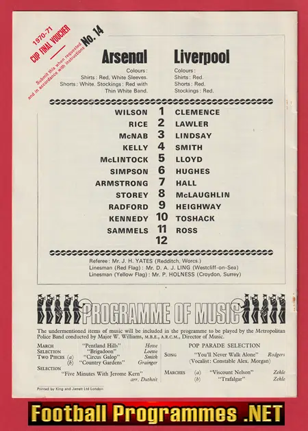 Arsenal v Liverpool 1970 - Champions Season